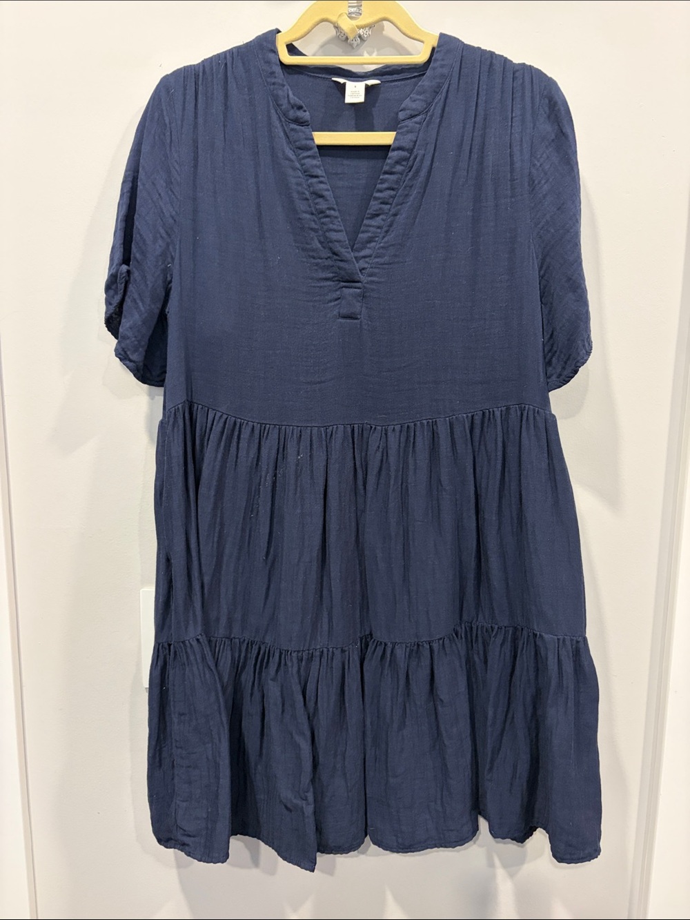 Caslon Navy Tiered V-Neck Mini Dress
